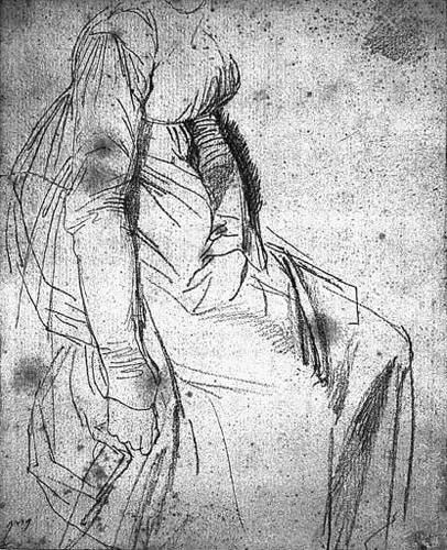 Ingres, Study for the Bust of Francesca, MI.867.1396. Graphite on laid paper. Musée Ingres Bourdelle. The current museum record dates it to 1819 and relates it to Angers; the 2023 exhibition publication gives 1814. No head is shown in this reproduction.
